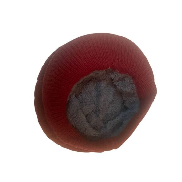 Burgundy Braided Knit Beanie With Visor Brim Warm Winter Hat main image 6